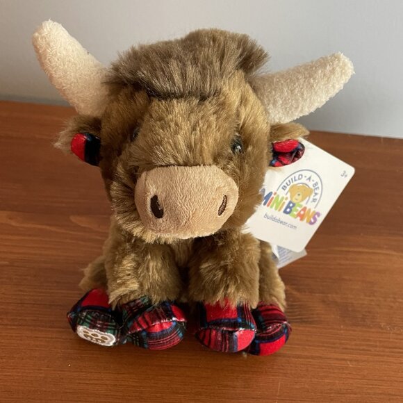 Build-A-Bear Mini Beans Tartan Highland Cow Plush - Picture 1 of 9